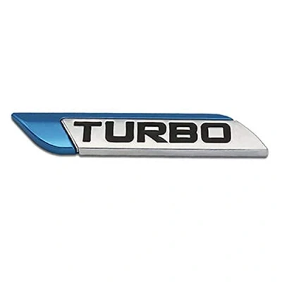 Abbildung von 3D Metall Turbo Turbocharged Auto Aufkleber Logo Emblem Abzeichen Styling DIY Dekoration Zubehör (Blau)
