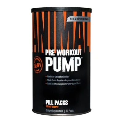 Abbildung von Universal Nutrition ANIMAL PUMP Pre Workout mit Kreatin, L Arginine, Beta Alanin, Taurin, Glutamin &amp; Koffein für maximalen Pump, Energie Versorgung Aminosäuren beim Training, 30 Einheiten