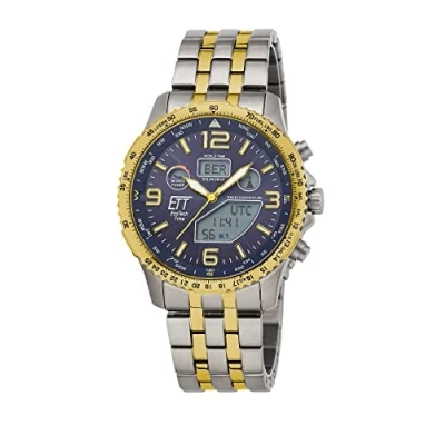 Abbildung von ETT Eco Tech Time EGT 11576 31M Funk Solar Herrenuhr Professional Worldtimer Bicolor