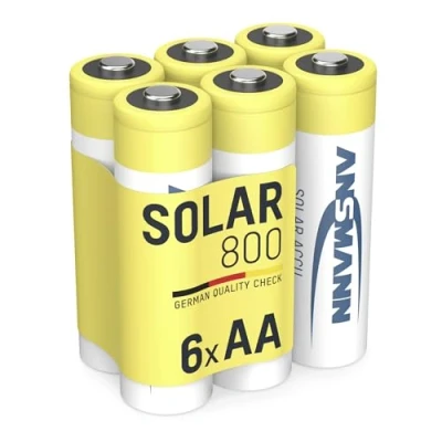 Abbildung von ANSMANN AG Akku AA Mignon 800mAh 1,2V NiMH für Solarlampen 6 Stk. wiederaufladbar 800 mAh (1.2 V)