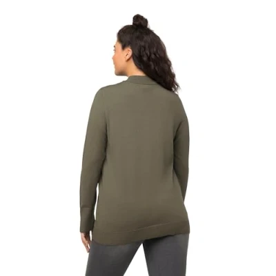 Abbildung von Ulla Popken Stehkragen Langarm Strickpullover, Damen, Größe: 46/48, Lodengrün