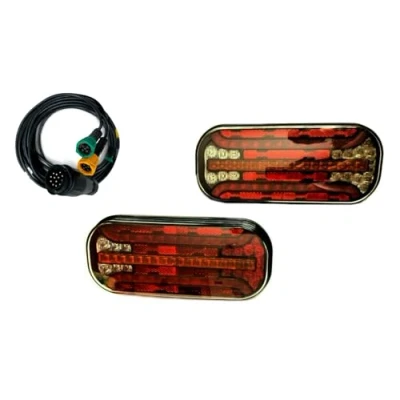 Abbildung von MelTruck® 2x 6 functional LED Rückleuchte dynamische Blinker 5 PIN Bajonett mit Kabel 9m