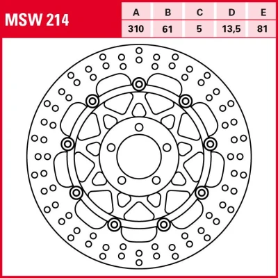 Abbildung von TRW MSW214 Bremsscheibe 310 5 gelocht, schwimmende