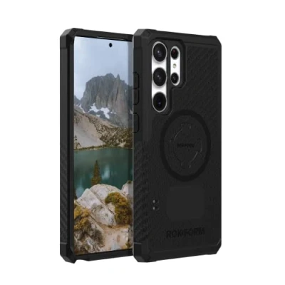 Abbildung von Rokform Galaxy S23 Ultra Hülle, Rugged Series, Samsung Schutzhülle mit RokLock Twist Lock, Fallgetestet Militärqualität Armor (Schwarz)