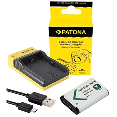 Abbildung von Slim Ladegerät + Akku für die Sony DSC WX350 kompatibel mit NP BX1 jedem microUSB Kabel zu verwenden