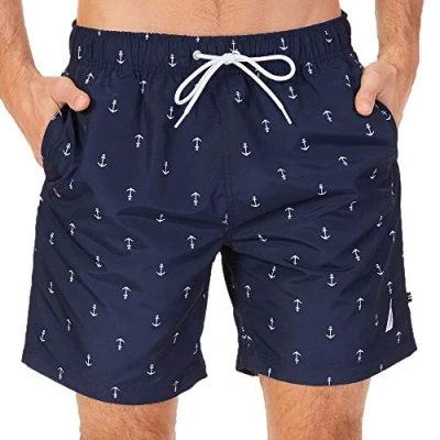 Abbildung von Nautica Herren Schnell trocknende klassischem Anker Aufdruck Badehose, Marineblau, XXL