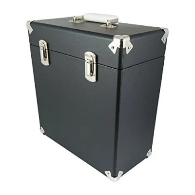 Abbildung von GPO CASE12 Tragbares Aufbewahrungsbox für 12&quot; Schallplatten (für bis zu 30 Vinyl Schallplatten), Schwarz