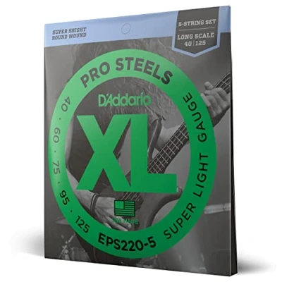 Abbildung von D&#039;Addario E Bass Gitarrensaiten Saiten Bassgitarre Strings Guitar EPS220 5 Saiter Saitensatz 0,10 cm 0,32 (.040 .125 Zoll)