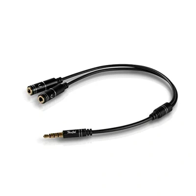 Abbildung von Teufel Audio Y Splitter Kopfhöreranschluss Kabel Stecker und Buchsen 3,5 mm Klinke schwarz