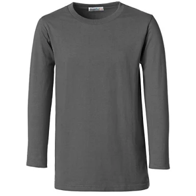 Abbildung von dressforfun 901033 Kinder Longsleeve, Basic Langarm Shirt mit Rundhalsausschnitt, Baumwolle Diverse Farben und Größen (Grau 152 Nr. 304474)