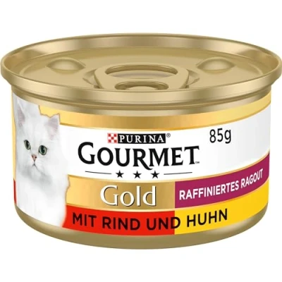 Abbildung von Gourmet Gold Raffiniertes Ragout Duetto Katzenfutter nass, Rind und Huhn, 12er Pack (12 x 85g)