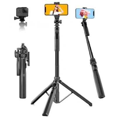 Abbildung von JOILCAN 178cm Selfie Stick Stativ, Ausziehbar Stabile Handy Stativ mit Fernauslöser &amp; 360 Drehbar Handyhalter, Einbeinstativ Anti Wackel Griff für iPhone/Samsung/Huawei