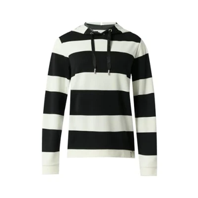 Abbildung von comma casual identity MIT Kapuze UND Blockstreifen Kapuzenpullover, Damen, Größe: 34, Schwarz