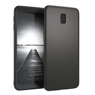 Abbildung von EAZY CASE Handyhülle Silikon mit Kameraschutz kompatibel Samsung Galaxy J6 Plus in schwarz matt, Ultra dünn, Slimcover, Silikonhülle, Hülle, Softcase, Backcover