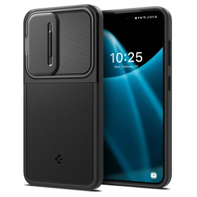 Abbildung von Samsung Galaxy S24 Hülle Kunststoff Spigen Backcover/Hard Case Handyhülle Schwarz Shockproof/Stoßfest