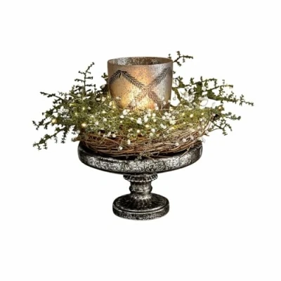 Abbildung von Loberon Etagere Incantesse, Mundgeblasen, von Hand Gefertigt, Bauernsilber Finish, Nostalgisches Flair, Dekoratives Highlight, Wohn Accessoire, Glas, antikgrau