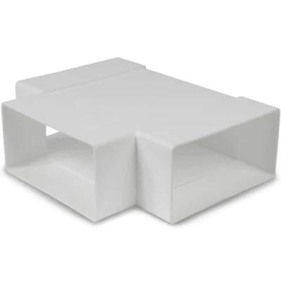 Abbildung von 110 x 55 mm / 11 5,5 cm rechteckiges Kanal T Stück für Flachkanal Anschluss Lüftungssystem, Heizung, Kühlung 3 Wege Adapter