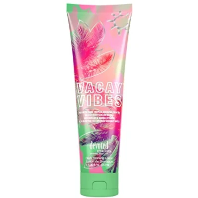 Abbildung von Devoted Creations Vacay Vibes Tanning Lotion Indoor/Outdoor Tropical Bronzing Cocktail Infused with Skin Quenching Watermelon and Guava Extracts, plus Electrolyte Enhanced Coconut Water 8.5 oz.