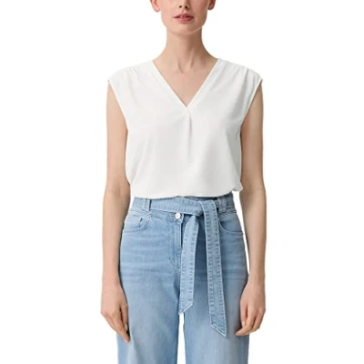 Abbildung von comma MIT Schulterraffung Tshirt basic, Damen, Größe: 44, Weiß