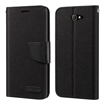 Abbildung von Sony Xperia M2 Hülle, Oxford Leder Wallet Case mit Soft TPU Back Cover Magnet Flip für Aqua