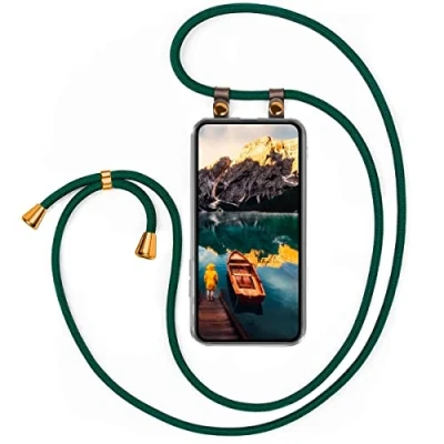 Abbildung von moex Handykette kompatibel mit Samsung Galaxy S23 Plus Hülle Band Längenverstellbar, Handyhülle zum Umhängen, Silikon Case Transparent Kordel Schnur abnehmbar in Grün