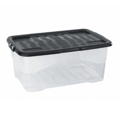Abbildung von Strata Curve Unterbettbox mit schwarz Deckel, 42 Liter, 80x40x18cm transparent