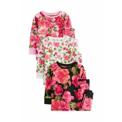 Abbildung von Next Floral 3 PACK Regular FIT Set Nachtwäsche für Kinder, Größe: 104, Pink black