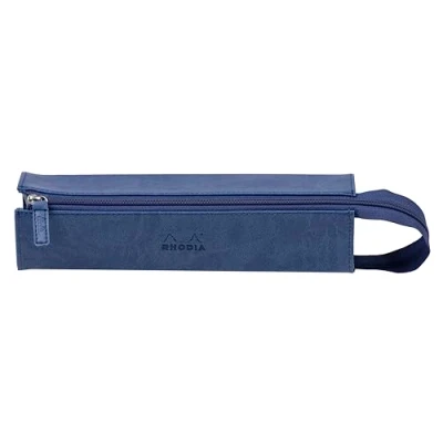 Abbildung von Rhodia 319018C Schlampermäppchen Rhodiarama, rechteckig 23x5x5 cm, flache Öffnung, langer Reißverschluss, praktisch und elegant aus Kunstleder Saphirblau, 1 Stück