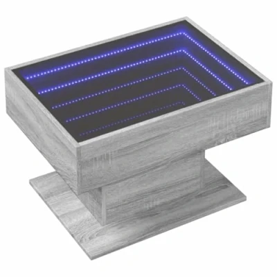 Abbildung von vidaXL LED Couchtisch, Beistelltisch mit Infinity Spiegel, Kaffeetisch Sofatisch für Wohnzimmer, Wohnzimmertisch, Grau Sonoma Holzwerkstoff