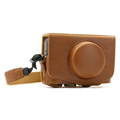 Abbildung von MegaGear MG1175 Canon PowerShot SX740 HS, SX730 HS Ever Ready Leder Kameratasche Hellbraun