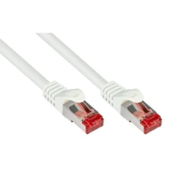Abbildung von Good Connections Cat. 6 Ethernet LAN Patchkabel mit Rastnasenschutz RNS, S/FTP, PiMF, PVC, 250Mhz, Gigabit fähig (10/100/1000 Base T Netzwerke), für Patchfelder, Patchpanels, Switch, Router, Modems, weiß, 0,25m