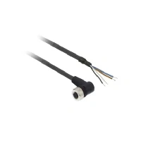 Abbildung von Telemecanique OsiSense XU gewinkelte Buchse mit 2 m Kabel, M12, 4 polig, A, 250300 V AC/DC, XZCP1241L2, schwarz