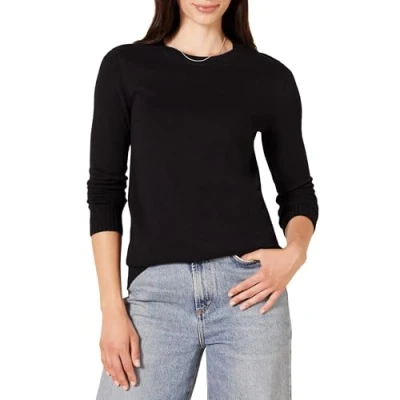 Abbildung von Amazon Essentials Damen Pullover Mit Rundhalsausschnitt Aus 100 % Baumwolle (Erhältlich In Übergröße), Schwarz, 4XL Große Größen