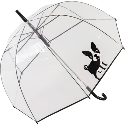 Abbildung von Regenschirm Glocke transparent mit Aufdruck Französischer Bulldogge, automatische Dome, großer Schutz einem Durchmesser von 85 cm, Bedruckt Hund