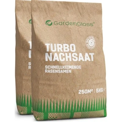 Abbildung von GardenGloss Rasensamen Schnellkeimend Frühjahr 10kg Made in Germany 500m2 Fläche Rasen Grassamen Turbo Nachsaat und Neuanlage Rasennachsaat