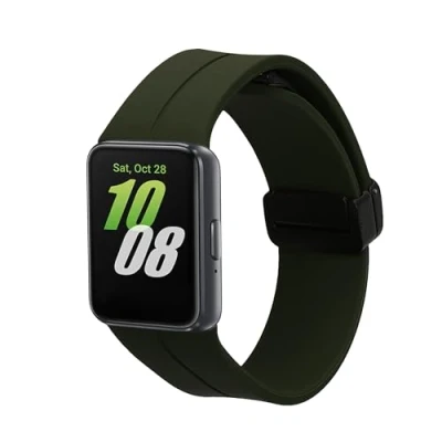 Abbildung von kwmobile Ersatzarmband kompatibel mit Samsung Galaxy Fit 3 Armband Fitnesstracker Band aus Silikon in Dunkelgrün