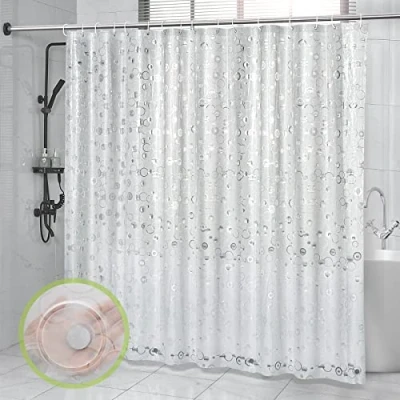 Abbildung von OTraki Duschvorhang 240x200 (Breite 240, Höhe 200) 100% Eva Material Wasserdicht Antibakteriell Shower Curtains mit Gewicht Bleiblock unten für Dusche, 16 Duschvorhangringen
