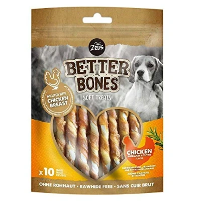Abbildung von Zeus &amp; Zoe BetterBones, gedrehte Kaustangen für Hunde, mit Hühnerfleisch , Rosmarin und Thymiangeschmack, 10 Stück, 114 g.