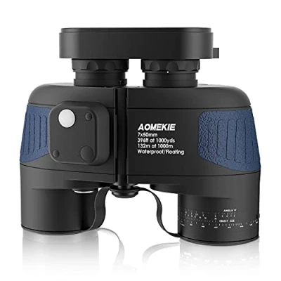 Abbildung von Aomekie Fernglas mit Nachtsicht Entfernungsmesser und Kompass 7X50 Militär Marine BAK4 FMC Wasserdicht für Kinder Erwachsene Tasche Gurt