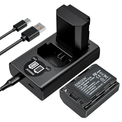 Abbildung von ENEGON Ersatzakku (2 Stück) und Smart LED Dual USB Ladegerät für Sony NP FZ100 Alpha 9, A9, 9R, A9R, 9S, A9S, A7RIII A7R3, A7 III, A7R4, A7RIV Digitalkameras
