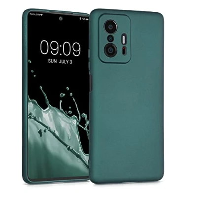 Abbildung von kwmobile Case kompatibel mit Xiaomi 11T / Pro Hülle Schutzhülle aus Silikon metallisch schimmernd Handyhülle Metallic Petrol