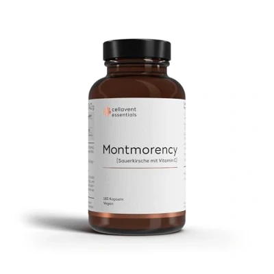 Abbildung von Montmorency Sauerkirschen Kapseln 67.500 mg (50:1 Extrakt) pro Tagesdosis 180 vegane Kapseln, 3 Monate mit Vitamin C zur Immunabwehr 1.350 Kirsch Extrakt entspricht Pulver
