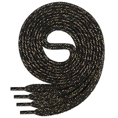 Abbildung von Di Ficchiano 1Paar flache SCHNÜRSENKEL aus 100% Baumwolle für Sneaker Sportschuhe sehr reißfest ca. 7 mm breit Schuhbänder schwarzgold Schuhriemen Farbe: black/gold 110cm