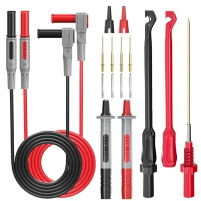 Abbildung von Cleqee Multimeter Kfz Messleitungen Kit mit Draht Piercing Clip Puncture Probes 4mm Bananenstecker Verlängerung Testkabel Set