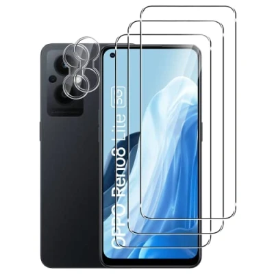 Abbildung von FWang [3+2 Stück] Temperglas Schutzfolie für OPPO Reno 8 Lite 5G und Kamera Schutzfolie,9H Härte,kratzfest,blasenfrei,HD Displayschutz