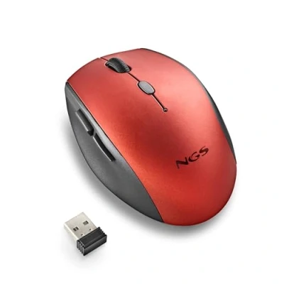 Abbildung von NGS BEE RED kabellose Maus, Ergonomische Maus mit leisen Tasten, 5 Tasten und Scrollrad, 2.4 GHz Verbindung, speziell für Rechtshänder, Einstellbare DPI, Rot