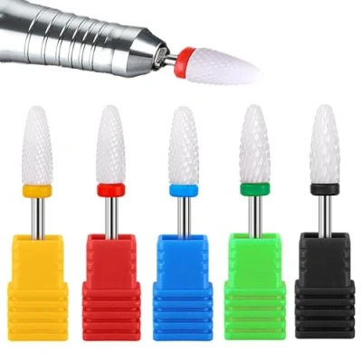 Abbildung von YUEMING 5 Stück Keramik Nagelfräser Bits Elektrische Aufsätze aus Entfernen Gel Acryl Nagelhaut Diamant Nagelbohrer für Maniküre Pediküre Home Verwenden