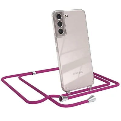 Abbildung von EAZY CASE Handykette kompatibel mit Samsung Galaxy S22 Plus 5G Handyhülle Umhängeband, Handykordel Schutzhülle, Silikonhülle, Hülle, Stylische Kette für Smartphone, Pink