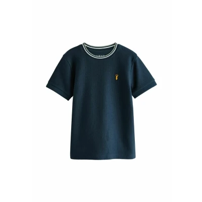 Abbildung von Next Regular FIT Short Sleeve Textured Tshirt print für Kinder, Größe: 98, Navy blue