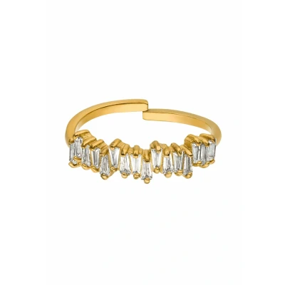 Abbildung von Purelei® Powder Ring (Gold, Silber), 18K Vergoldet, Wasserfest Mit Asymmetrischen Schmucksteinen, Größenverstellbar, Geschenk für Damen (M/L, Gold)